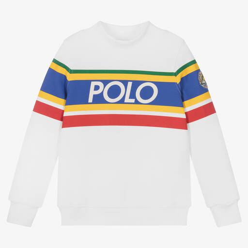 Polo Ralph Lauren-سويتشيرت قطن جيرسي لون أبيض للبنات | Childrensalon Outlet