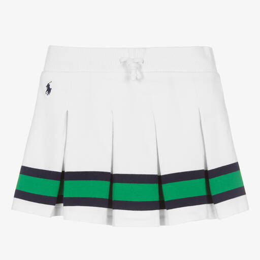 Поло Ralph Lauren-Белая хлопковая юбка с полосой | Childrensalon Outlet