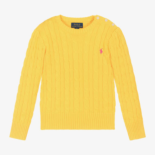 Ralph Lauren-Желтый хлопковый свитер крупной вязки для девочек | Childrensalon Outlet