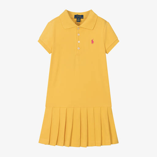 Ralph Lauren-Girls Yellow Cotton Polo Dress | Childrensalon Outlet