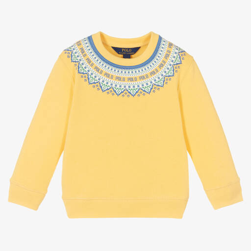 Polo Ralph Lauren-Girls Yellow Cotton Sweatshirt | Childrensalon Outlet