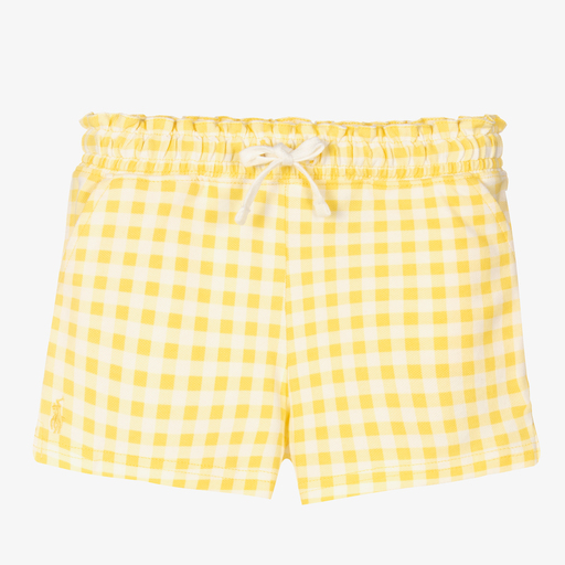 Polo Ralph Lauren-Girls Yellow Gingham Shorts | Childrensalon Outlet