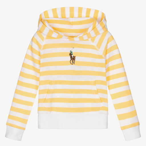 Polo Ralph Lauren-Girls Yellow Striped Hoodie | Childrensalon Outlet