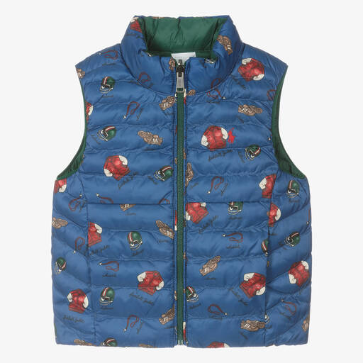 Ralph Lauren-Green & Blue Reversible Puffer Gilet | Childrensalon Outlet