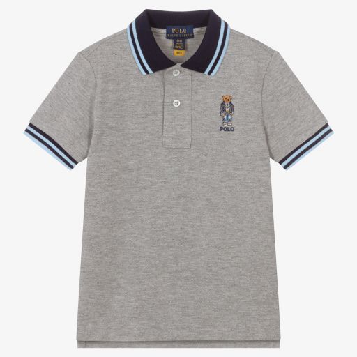 Polo Ralph Lauren-Grey Cotton Logo Polo Shirt | Childrensalon Outlet