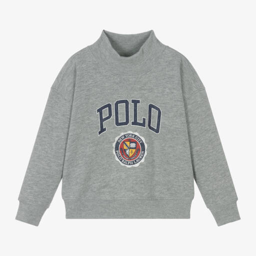 Ralph Lauren-Grey Varsity Cotton Sweatshirt for Girls | Childrensalon Outlet