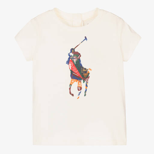 Ralph Lauren-Ivory Big Pony Baby T-Shirt | Childrensalon Outlet