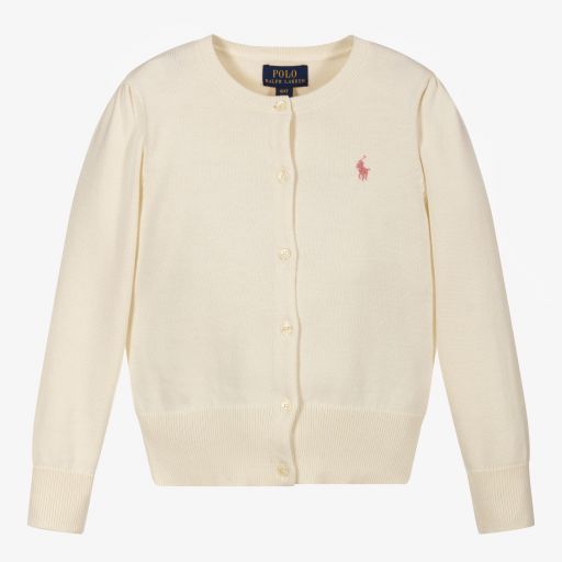 Polo Ralph Lauren-Ivory & Pink Knitted Cardigan | Childrensalon Outlet