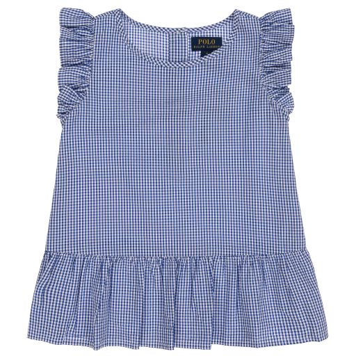 Polo Ralph Lauren-بلوز تينز بناتي قطن سيرسوكر لون أزرق | Childrensalon Outlet