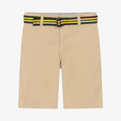 Ralph Lauren- Teen Boys Beige Cotton Chino Shorts | Childrensalon Outlet