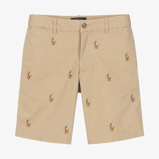 Ralph Lauren-Short beige en coton Pony ado  | Childrensalon Outlet