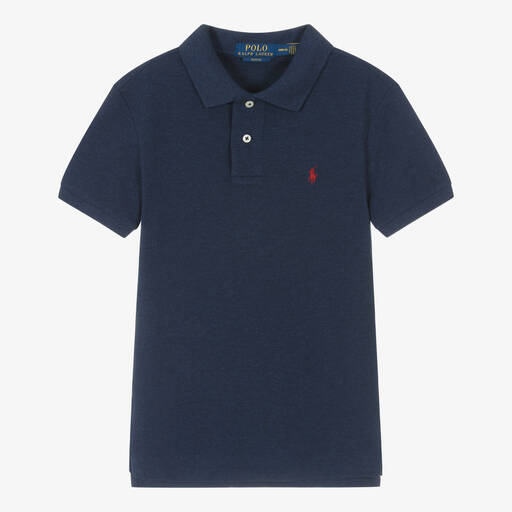 Ralph Lauren-Teen Boys Blue Cotton Piqué Polo Shirt | Childrensalon Outlet