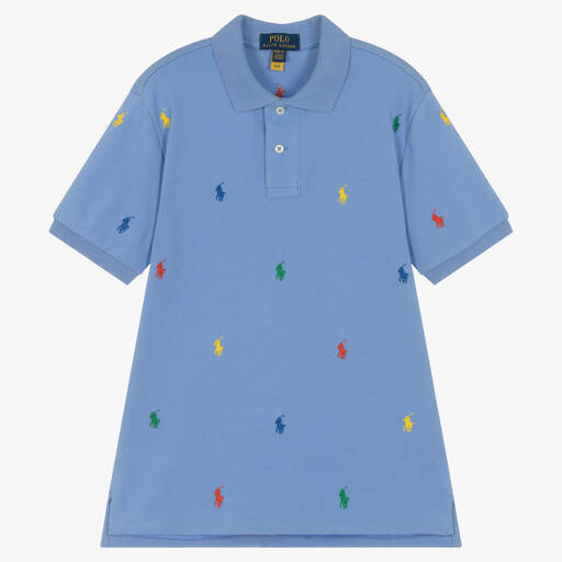 Polo Ralph Lauren-Teen Boys Blue Cotton Polo Shirt | Childrensalon Outlet