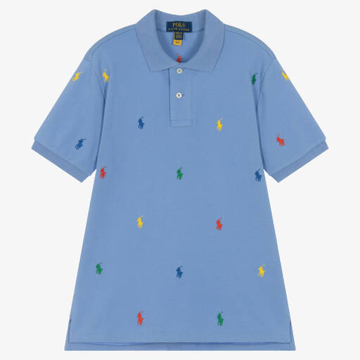 Polo Ralph Lauren-توب بولو تينز ولادي قطن بيكيه لون أزرق | Childrensalon Outlet