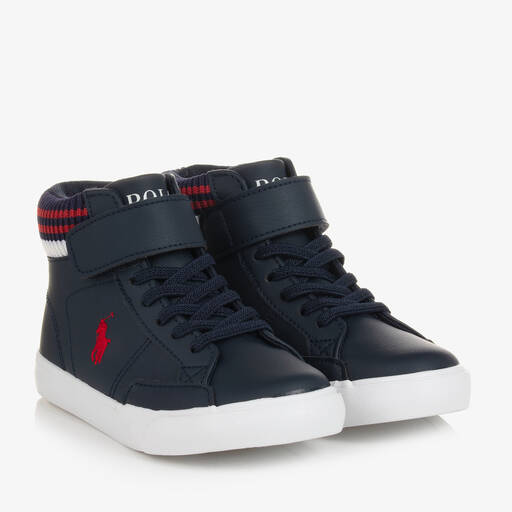 Polo Ralph Lauren-Teen Boys Blue Faux Leather Trainers | Childrensalon Outlet