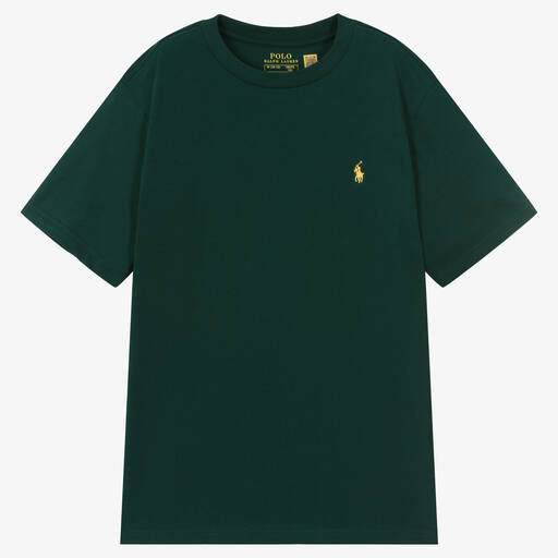 Ralph Lauren-T-shirt vert en jersey de coton | Childrensalon Outlet
