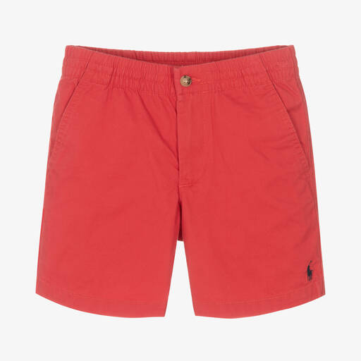 Polo Ralph Lauren-شورت تينز بناتي قطن تويل لون أحمر | Childrensalon Outlet
