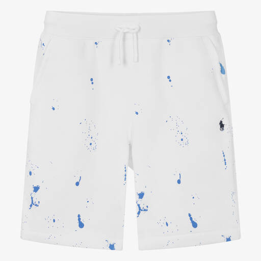 Ralph Lauren-Teen Boys White Cotton Paint Shorts | Childrensalon Outlet