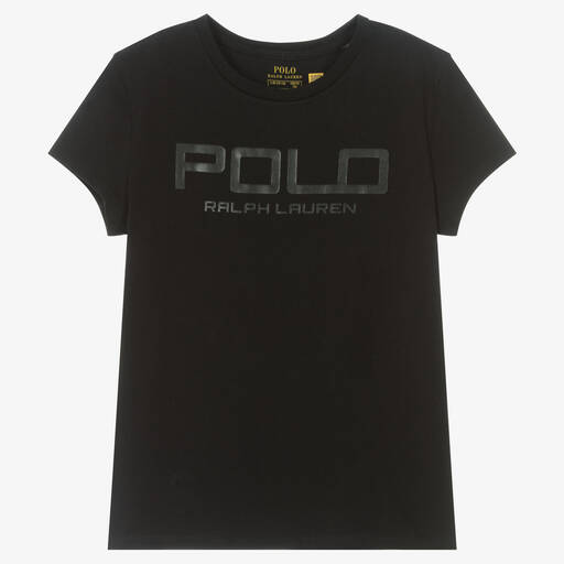 Polo Ralph Lauren-Teen Girls Black Tonal Logo T-Shirt | Childrensalon Outlet