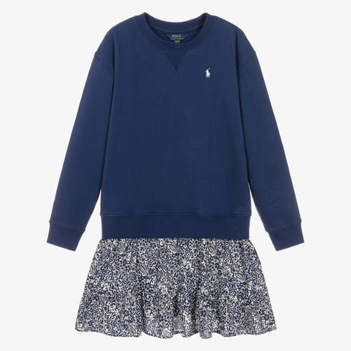 Ralph Lauren-Teen Girls Blue Floral Cotton Dress | Childrensalon Outlet