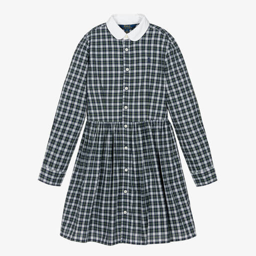 Ralph Lauren-Teen Girls Blue Plaid Check Shirt Dress | Childrensalon Outlet