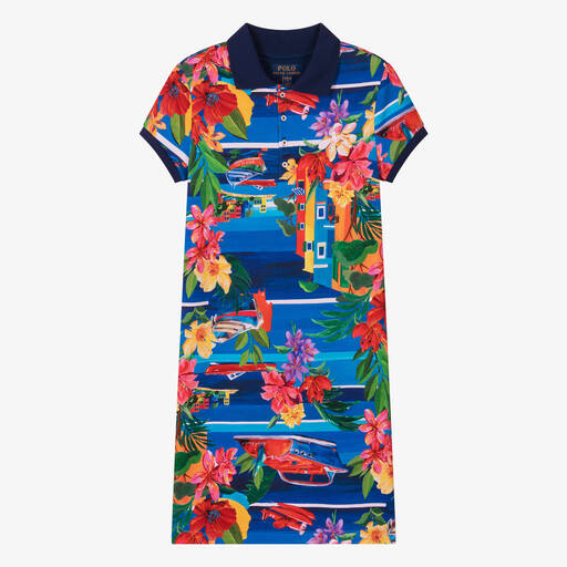 Ralph Lauren-Teen Girls Blue Riviera Cotton Polo Dress | Childrensalon Outlet