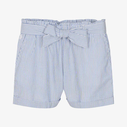 Ralph Lauren-Teen Girls Blue Stripe Cotton Shorts | Childrensalon Outlet