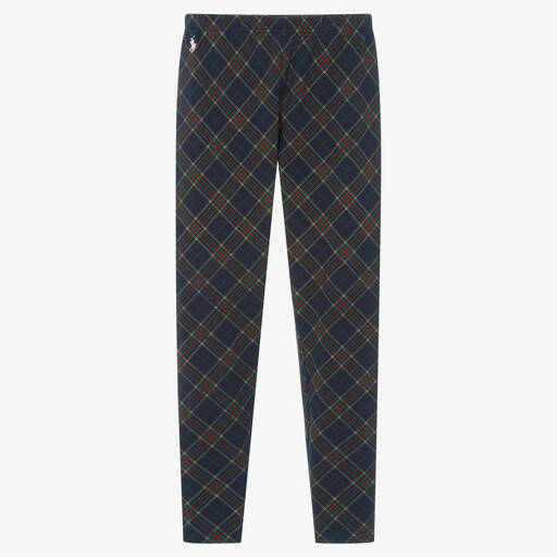 Ralph Lauren-Teen Girls Blue Tartan Cotton Leggings | Childrensalon Outlet