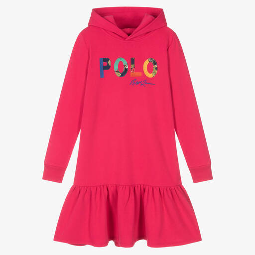 Ralph Lauren-Robe sweat à capuche rose fuchsia ado fille | Childrensalon Outlet