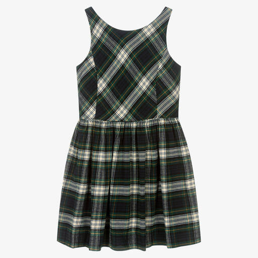 Поло Ralph Lauren-Зеленое платье в шотландскую клетку для девочек-подростков | Childrensalon Outlet