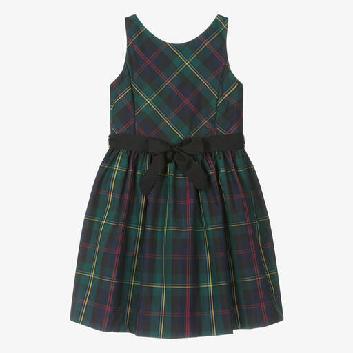 Ralph Lauren-Teen Girls Green Tartan Taffeta Dress | Childrensalon Outlet