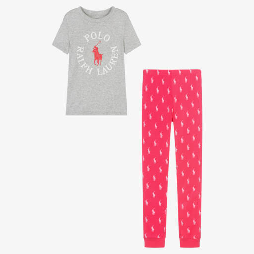 Ralph Lauren-Teen Girls Grey & Pink Cotton Pyjamas | Childrensalon Outlet