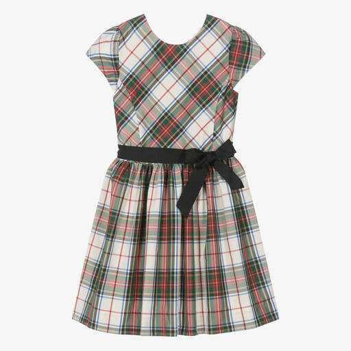 Ralph Lauren-Teen Girls Ivory & Green Tartan Taffeta Dress | Childrensalon Outlet