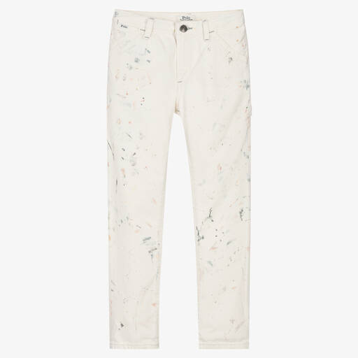 Ralph Lauren-Teen Girls Ivory Paint Splatter Jeans | Childrensalon Outlet