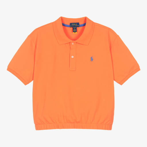 Ralph Lauren-Teen Girls Orange Cotton Polo Shirt | Childrensalon Outlet