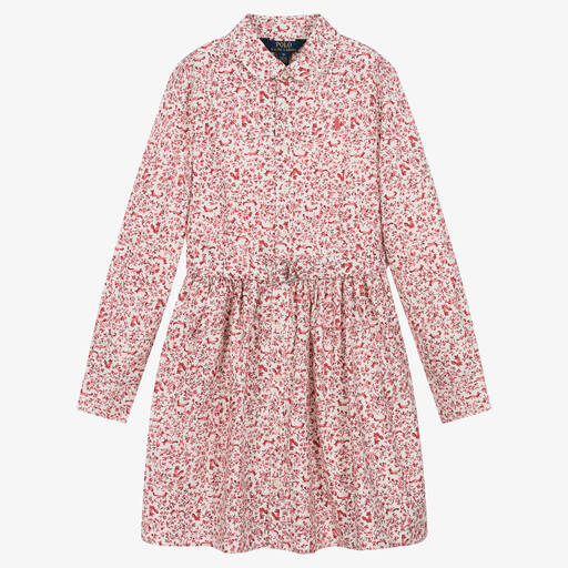 Ralph Lauren-Rosa geblümtes Teen Baumwollkleid  | Childrensalon Outlet