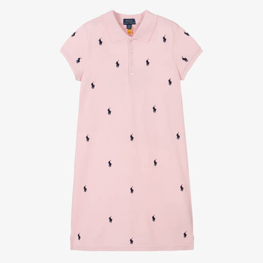 Ralph Lauren-Teen Girls Pink Cotton Polo Shirt Dress | Childrensalon Outlet