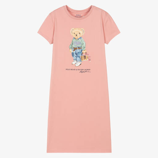 Polo Ralph Lauren-فستان تينز بناتي قطن لون زهري | Childrensalon Outlet
