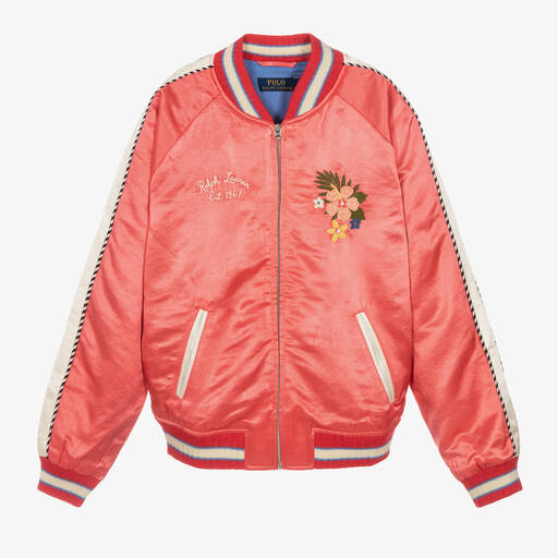 Ralph Lauren-Rosa Teen Baseballjacke aus Satin | Childrensalon Outlet