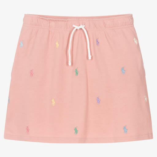 Polo Ralph Lauren-تنورة تينز قطن بيكيه لون زهري | Childrensalon Outlet