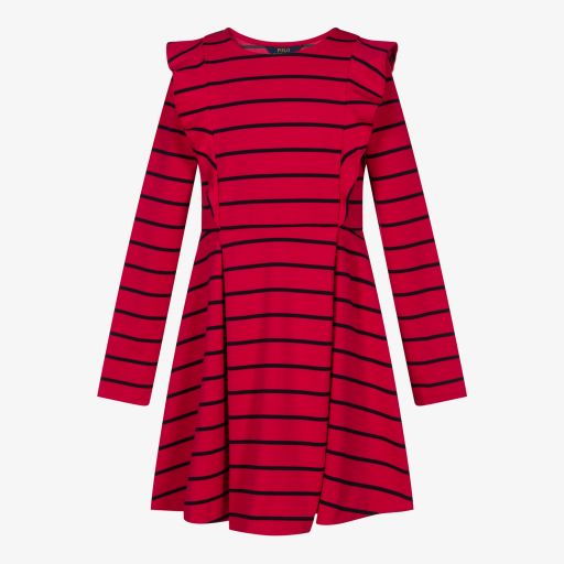 Polo Ralph Lauren-Robe rayée rose Ado fille | Childrensalon Outlet