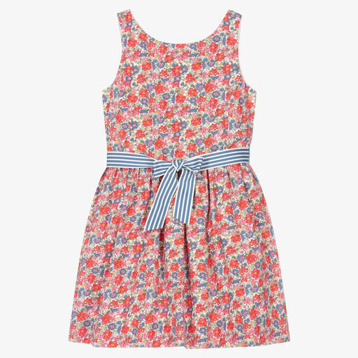 Ralph Lauren-Teen Girls Red & Blue Floral Cotton Dress | Childrensalon Outlet