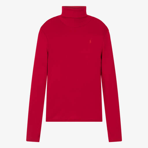 Ralph Lauren-Teen Girls Red Cotton Roll Neck Sweater | Childrensalon Outlet