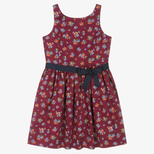 Ralph Lauren-Rotes geblümtes Teen Baumwollkleid | Childrensalon Outlet