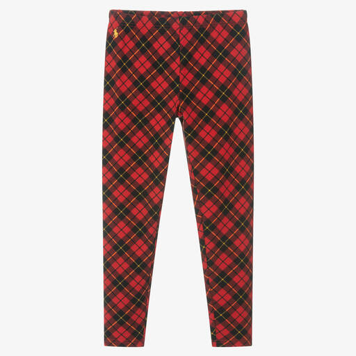 Polo Ralph Lauren-Teen Girls Red Tartan Leggings  | Childrensalon Outlet