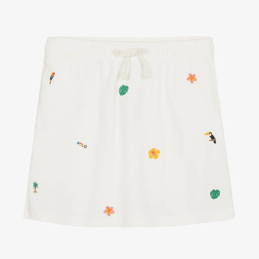 Ralph Lauren-Teen Girls White Embroidered Cotton Skirt | Childrensalon Outlet