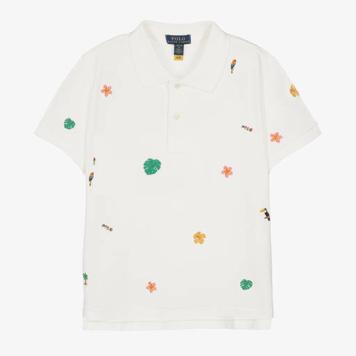 Ralph Lauren-Teen Girls White Embroidered Polo Shirt | Childrensalon Outlet