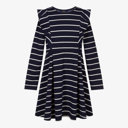 Polo Ralph Lauren-Robe rayée bleu marine Ado | Childrensalon Outlet