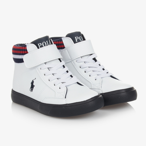 Поло Ralph Lauren-Белые высокие кроссовки для подростков | Childrensalon Outlet