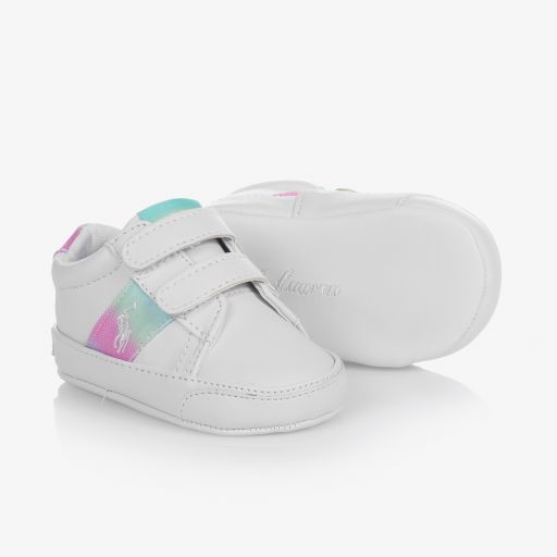 Ralph Lauren-حذاء قطن لون أبيض لمرحلة قبل المشي للمولودات | Childrensalon Outlet